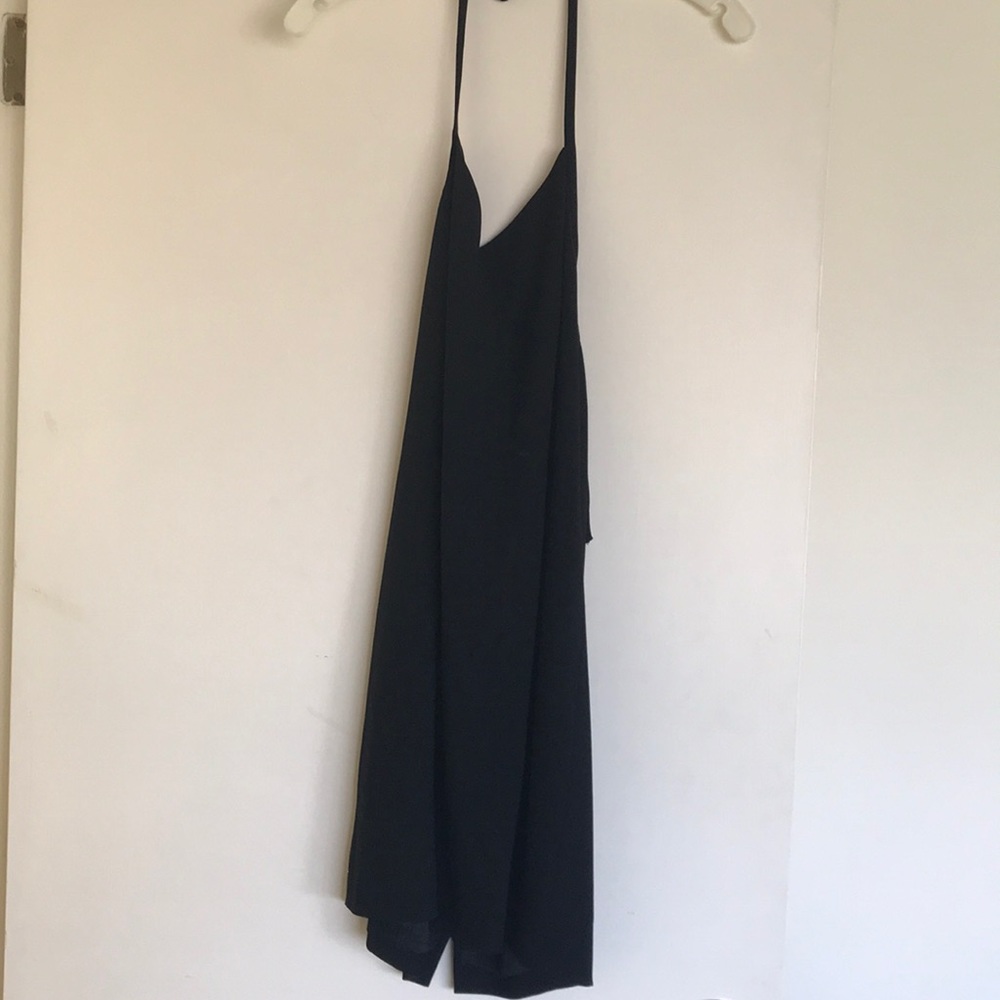 Black halter cocktail dress